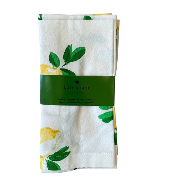 KATE SPADE New York Set of 4 Make Lemonade NAPKINS Yellow Lemons 100% Cotton - Picture 11 of 12